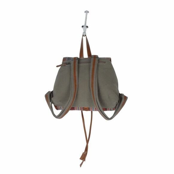 Myra Bag Handmade Backpack Upcycled Canvas & Cowhide Leather main image 7